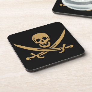Aztec Gold Skull & Cutlass Pirate Calico Jack Coaster