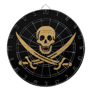Aztec Gold Skull & Cutlass Pirate Calico Jack Dartboard