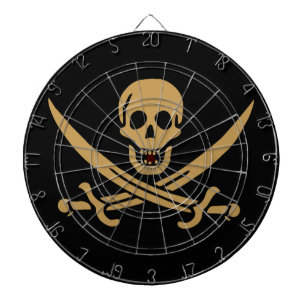 Aztec Gold Skull & Cutlass Pirate Calico Jack Dartboard