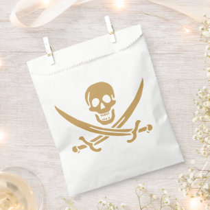 Aztec Gold Skull & Cutlass Pirate Calico Jack Favour Bags