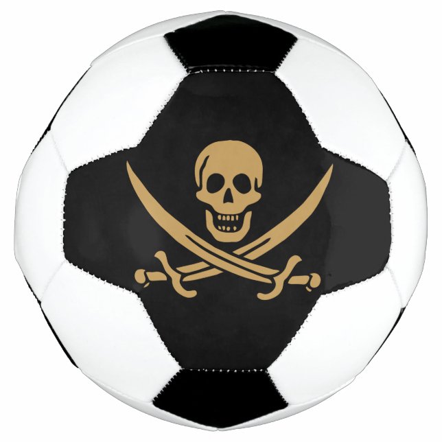 Aztec Gold Skull & Cutlass Pirate Calico Jack Football (Front)