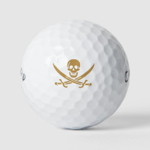Aztec Gold Skull & Cutlass Pirate Calico Jack Golf Balls