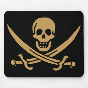 Aztec Gold Skull & Cutlass Pirate Calico Jack Mouse Mat