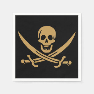 Aztec Gold Skull & Cutlass Pirate Calico Jack Napkin