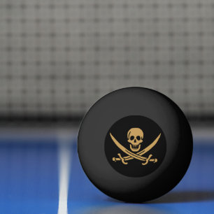 Aztec Gold Skull & Cutlass Pirate Calico Jack Ping Pong Ball