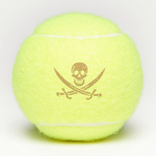 Aztec Gold Skull & Cutlass Pirate Calico Jack Tennis Balls