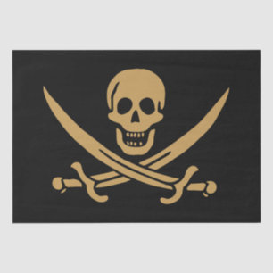 Aztec Gold Skull & Cutlass Pirate Calico Jack Tissue Paper