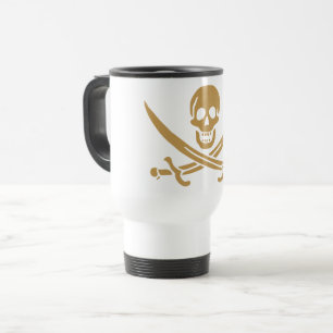 Aztec Gold Skull & Cutlass Pirate Calico Jack Travel Mug