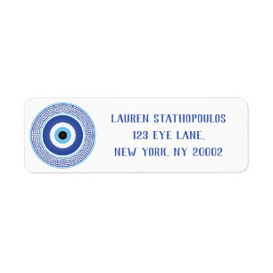 Aztec Greek Circle Key Evil Eye Blue White