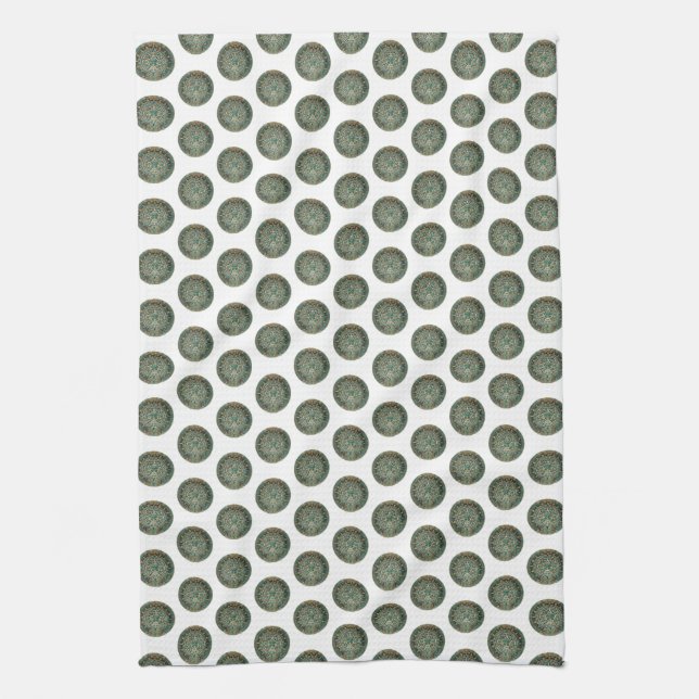 Aztec Green Kitchen Hand Towel (Vertical)