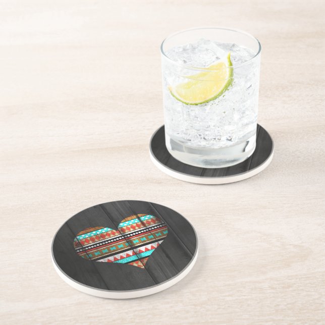 Aztec heart coaster (Side)