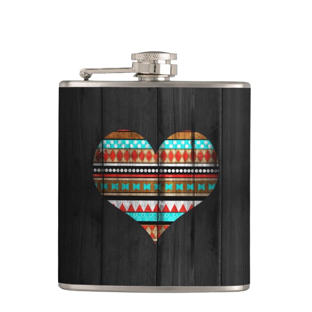 Aztec heart hip flask (Front)