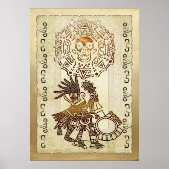 AZTEC Huitzilopochti Folk Art Motif Poster (Front)