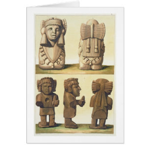 Aztec Idols, Mexico (colour lithograph)