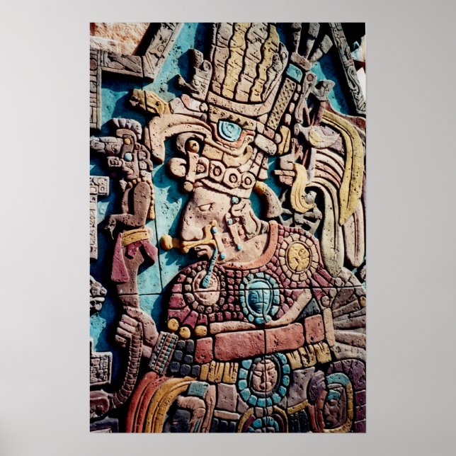Aztec Inca Indian High Priest Pyramid Art Poster (Front)