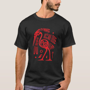 Aztec Incan or Mayan Style Red Heron Art T Shirt