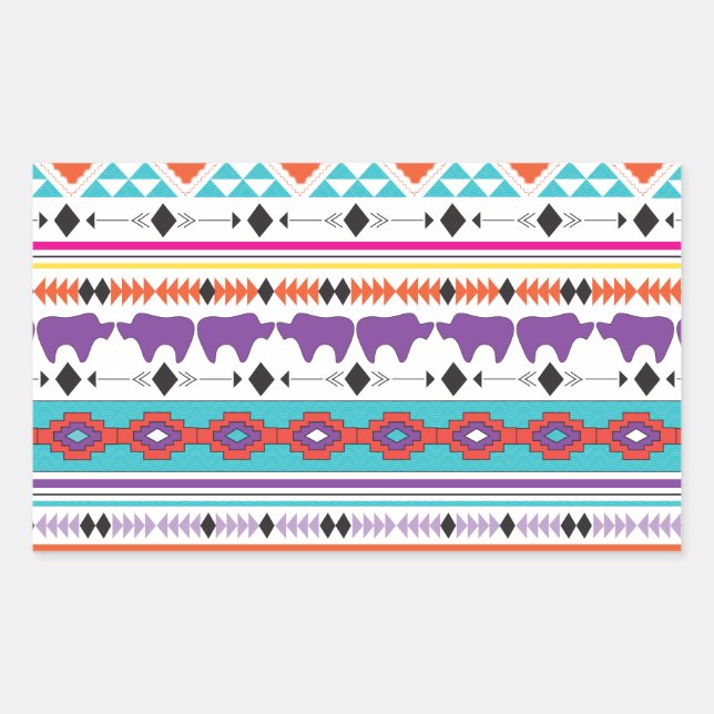 Aztec Indian Tribal pattern Rectangular Sticker (Front)