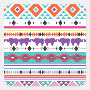Aztec Indian Tribal pattern Square Sticker