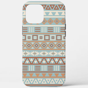Aztec Influence Pattern Blue Cream Terracottas iPhone 12 Pro Max Case