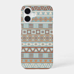 Aztec Influence Pattern Blue Cream Terracottas iPhone 16 Case