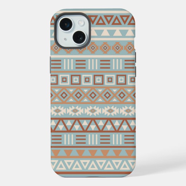 Aztec Influence Pattern Blue Cream Terracottas iPhone Case (Back)