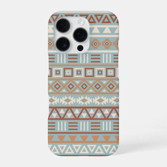 Aztec Influence Pattern Blue Cream Terracottas iPhone Case (Back)