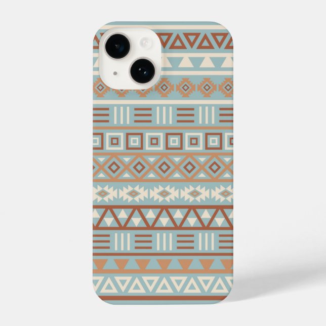 Aztec Influence Pattern Blue Cream Terracottas iPhone Case (Back)
