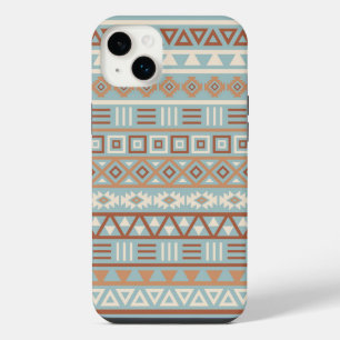 Aztec Influence Pattern Blue Cream Terracottas iPhone 14 Plus Case