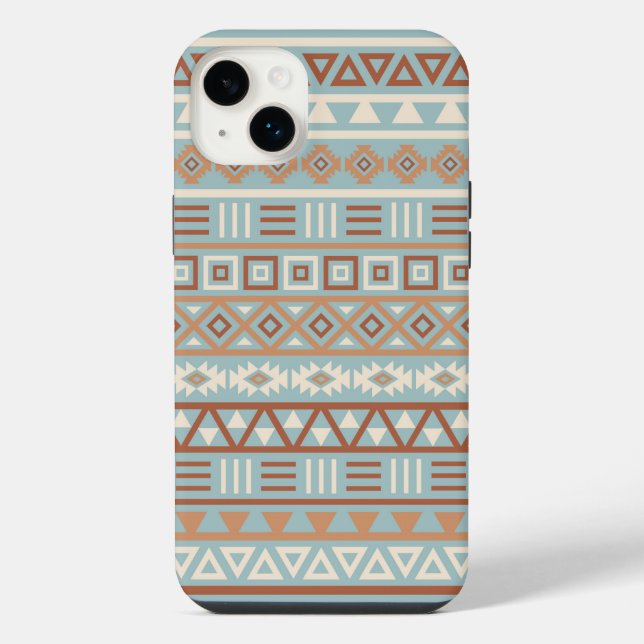 Aztec Influence Pattern Blue Cream Terracottas iPhone Case (Back)