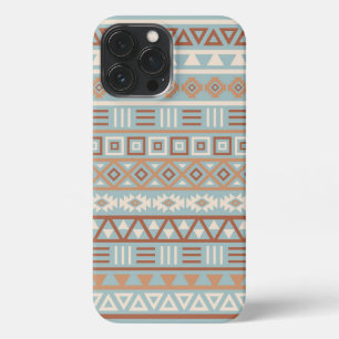 Aztec Influence Pattern Blue Cream Terracottas iPhone 13 Pro Max Case