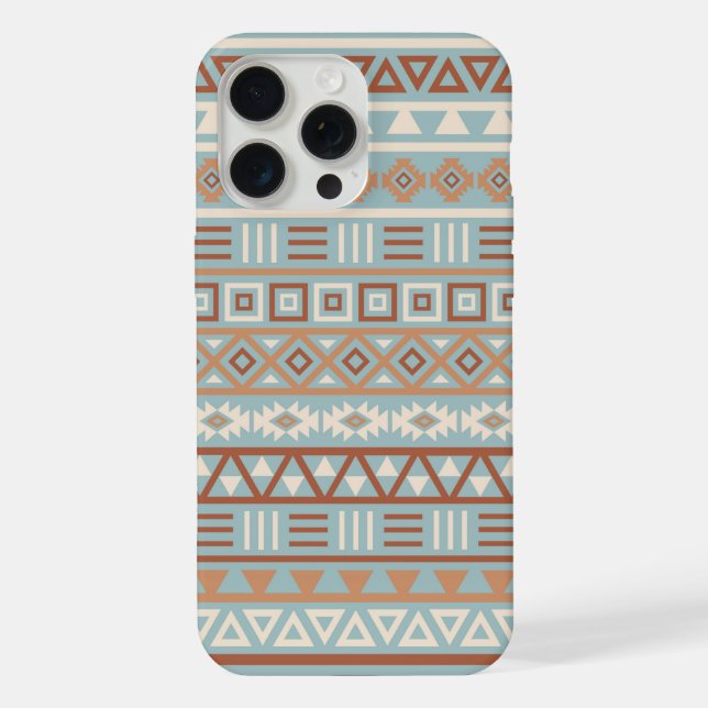 Aztec Influence Pattern Blue Cream Terracottas iPhone Case (Back)