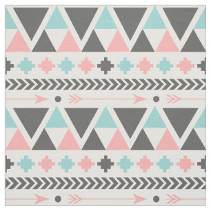 Aztec Inspired Mint and Blue Pattern Fabric