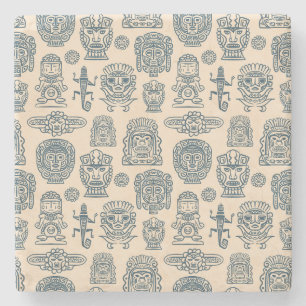 Aztec Inspired Pattern Stone Coaster