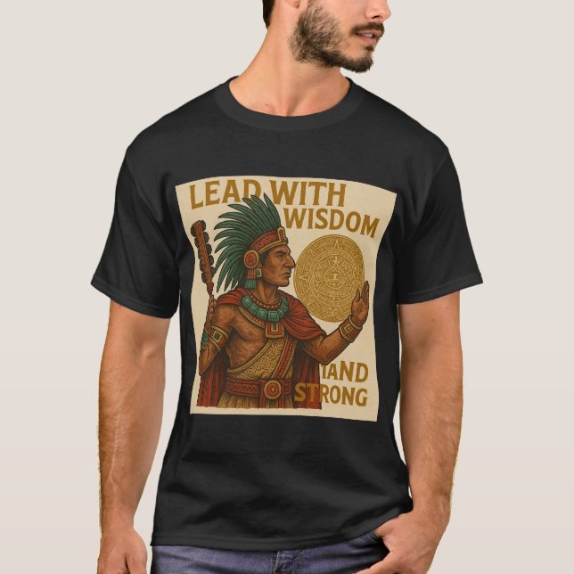 Aztec Inspired Warrior Tee – Brown & Gold (Front)