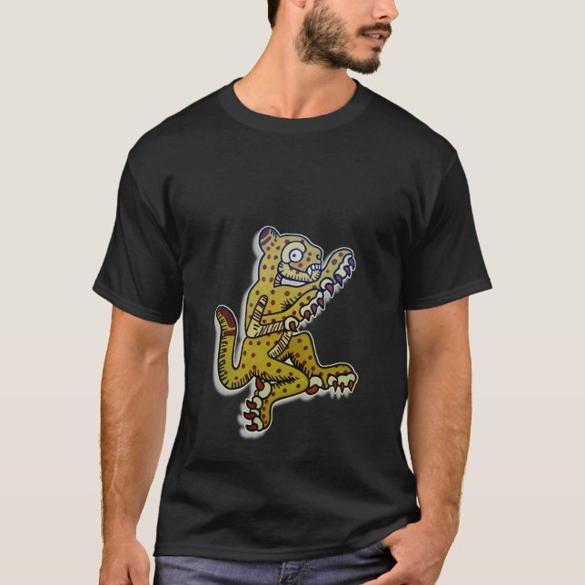 aztec jaguar black T-Shirt (Front)