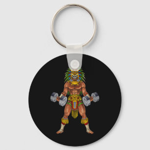 Aztec Jaguar Warrior Bodybuilding Gym Weightliftin Key Ring