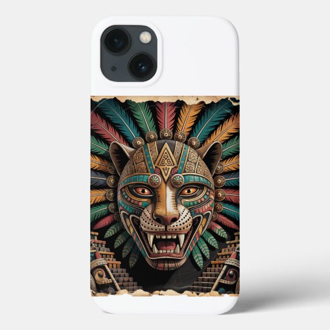 Aztec Jaguar Warrior Mask | Ancient Mexican Art Case-Mate iPhone Case (Back)