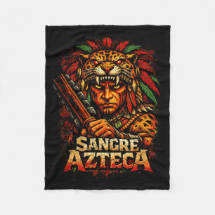 Aztec jaguar warrior sangre azteca mexican fleece blanket