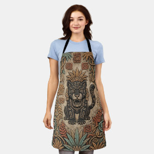 Aztec Jaguar Warrior Tribal Jungle Pattern Apron