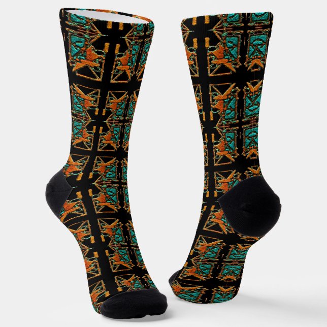 Aztec Mandala Socks (Angled)