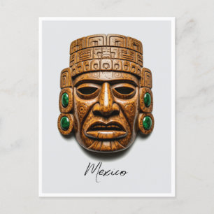 Aztec Mask Mexico Travel Postcard