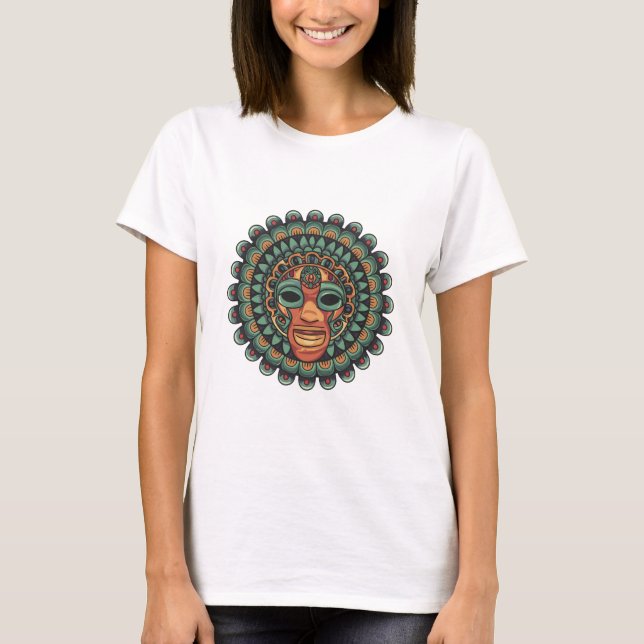 Aztec mask pattern T-Shirt (Front)