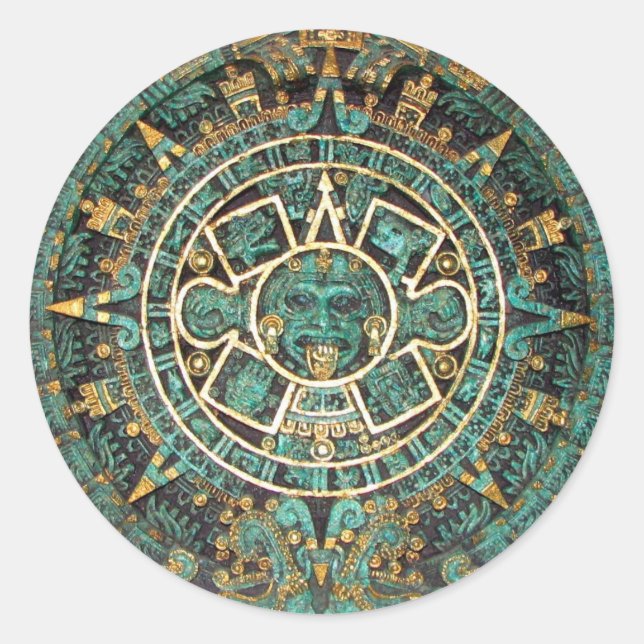 Aztec Mayan Ancient Round Disc Calendar Classic Round Sticker (Front)