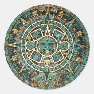 Aztec Mayan Ancient Round Disc Calendar Classic Round Sticker
