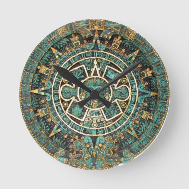 Aztec Mayan Ancient Round Disc Calendar Clock (Front)