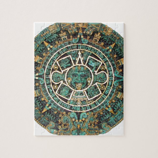 Aztec Mayan Ancient Round Disc Calendar Jigsaw Puzzle (Vertical)