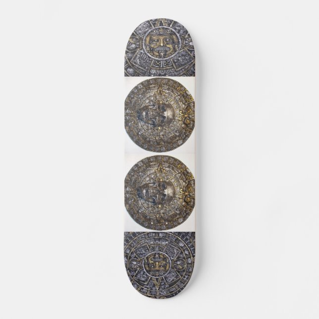 Aztec Mayan Calendar With Skull Skateboard (Front)