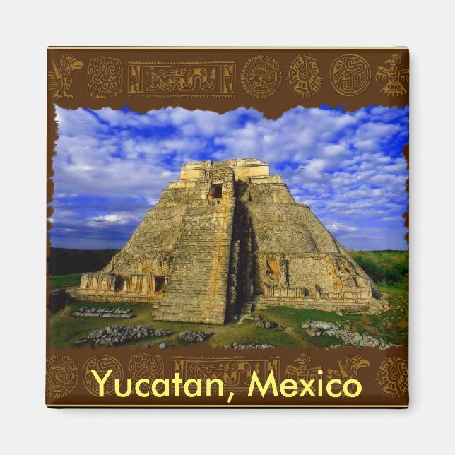 Aztec Mayan Temple Yucatan Mexico Collection Magnet (Front)