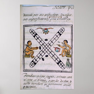Aztec men gambling Patoli Poster