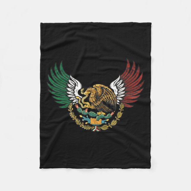 Aztec Mexican Eagle With Tricolor Flag Wings  Fleece Blanket (Front)
